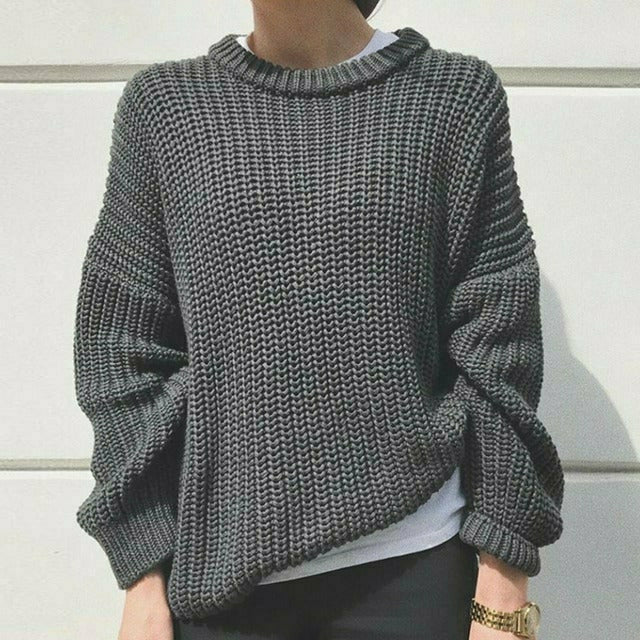 Casual Solid Knitted Sweater