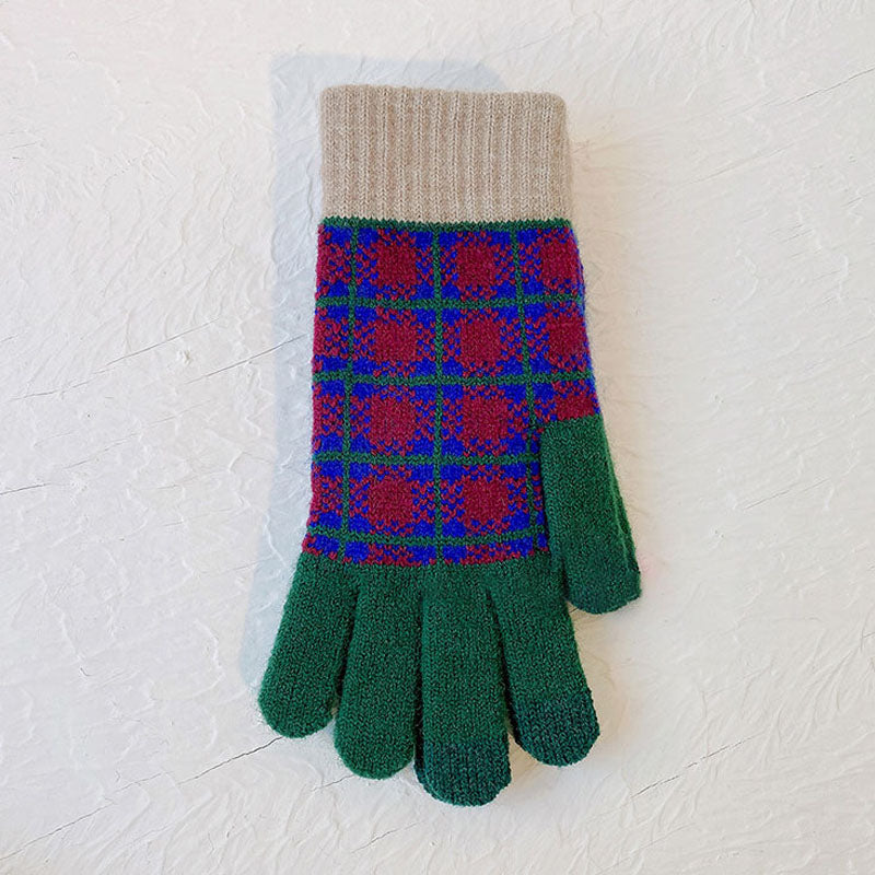 Vintage Plaid Warm Gloves