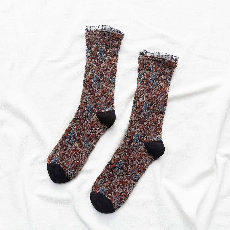 Vintage Floral Jacquard Socks