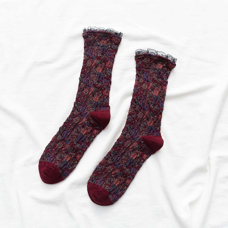 Vintage Floral Jacquard Socks