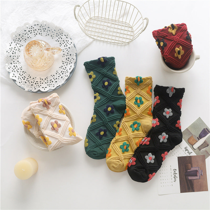 Vintage Casual Floral Socks