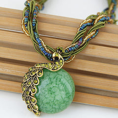 Bohemian Peacock Pendant Necklace