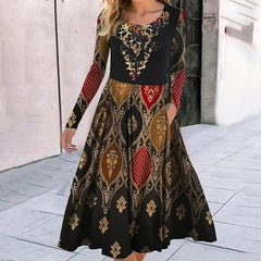 Vintage Ethnic Print Dress