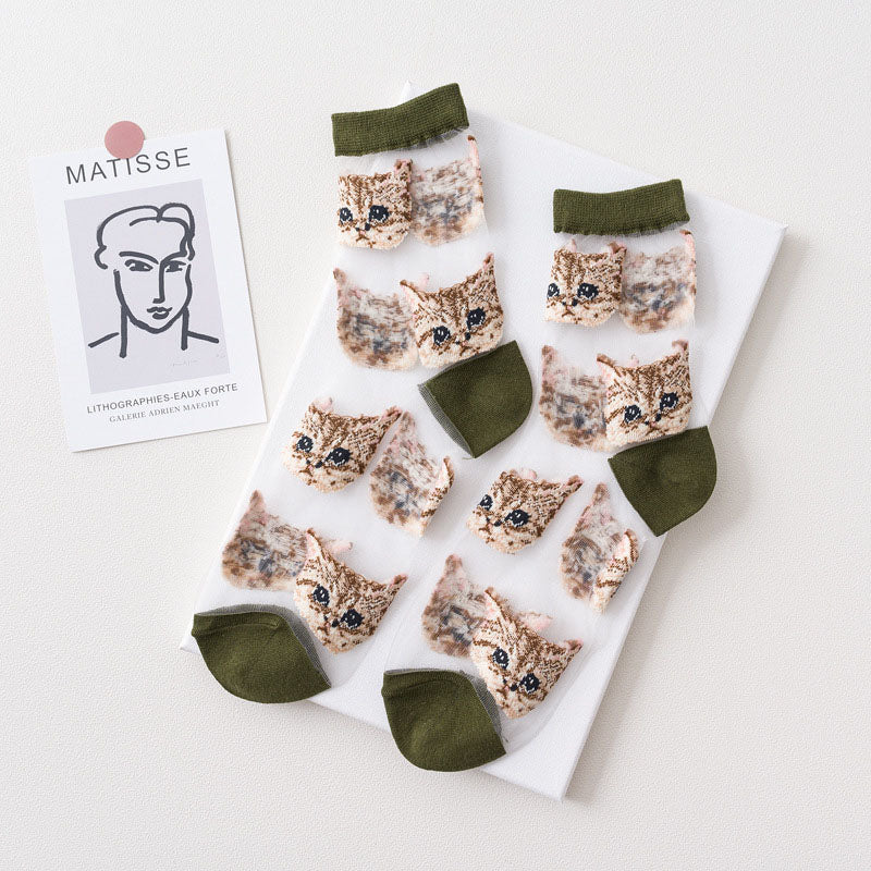 Cat Print Breathable Socks