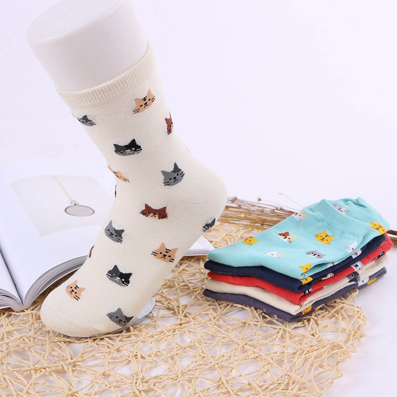 Cat Print Casual Socks