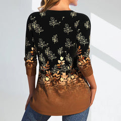 Leaf Print Casual Blouse