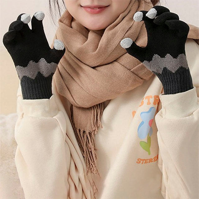 Contrast Color Warm Gloves