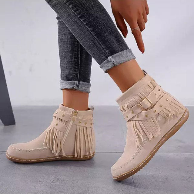 Vintage Fringed Ankle Boots