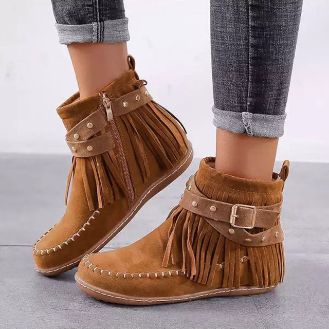 Vintage Fringed Ankle Boots