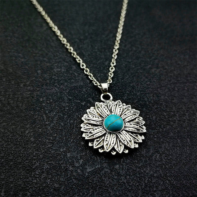 Bohemian Sunflower Pendant Necklace