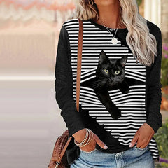 Cat Print Casual T-Shirt