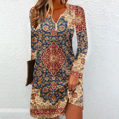 Vintage Ethnic Print Dress