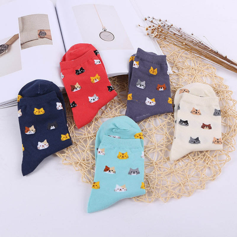 Cat Print Casual Socks