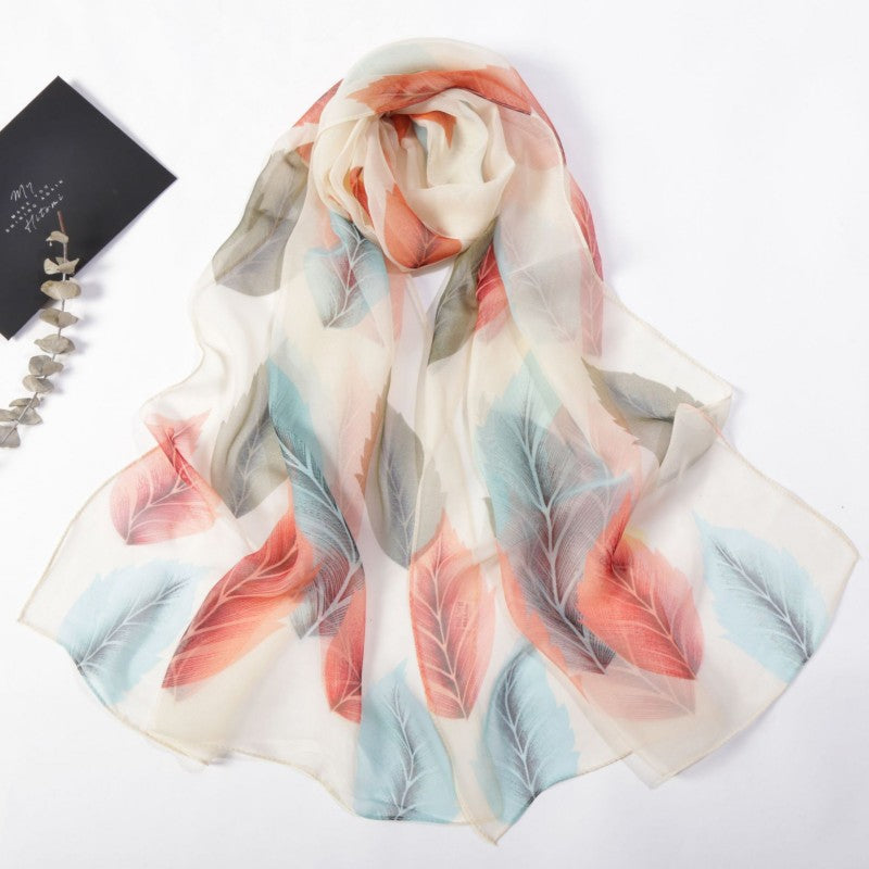 Elegant Leaf Print Scarf