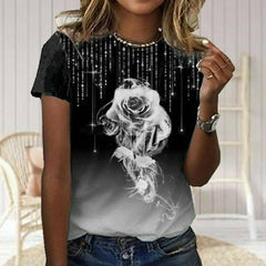 Rose Print Casual T-Shirt