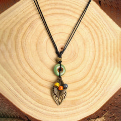 Vintage Leaf Pendant Necklace