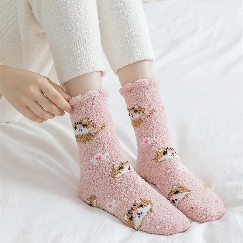 Warm Cat Print Socks