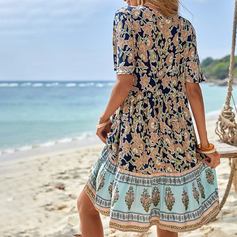 Vintage Floral Print Dress