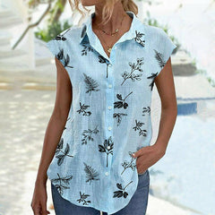 Leaf Print Casual Blouse