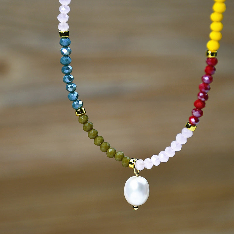 Colorful Beaded Pendant Necklace