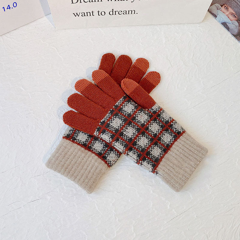 Vintage Plaid Warm Gloves