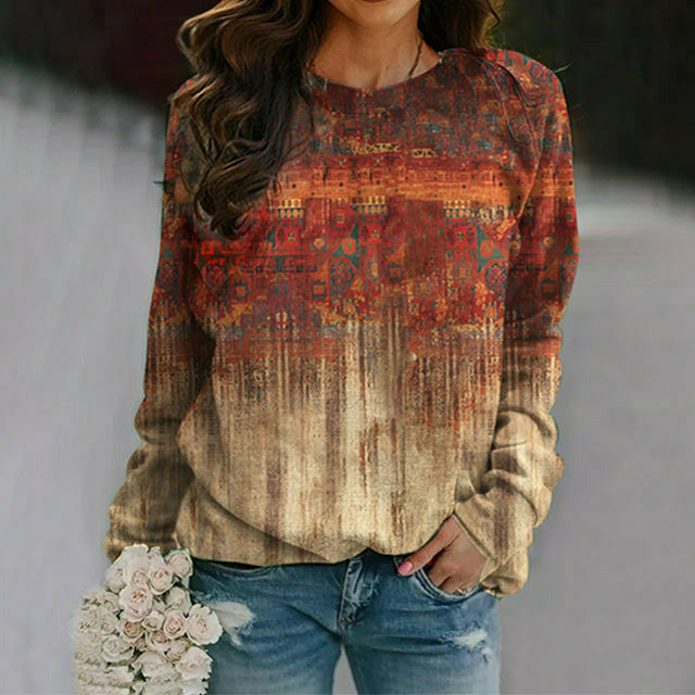 Vintage Ethnic Style Printed T-Shirt