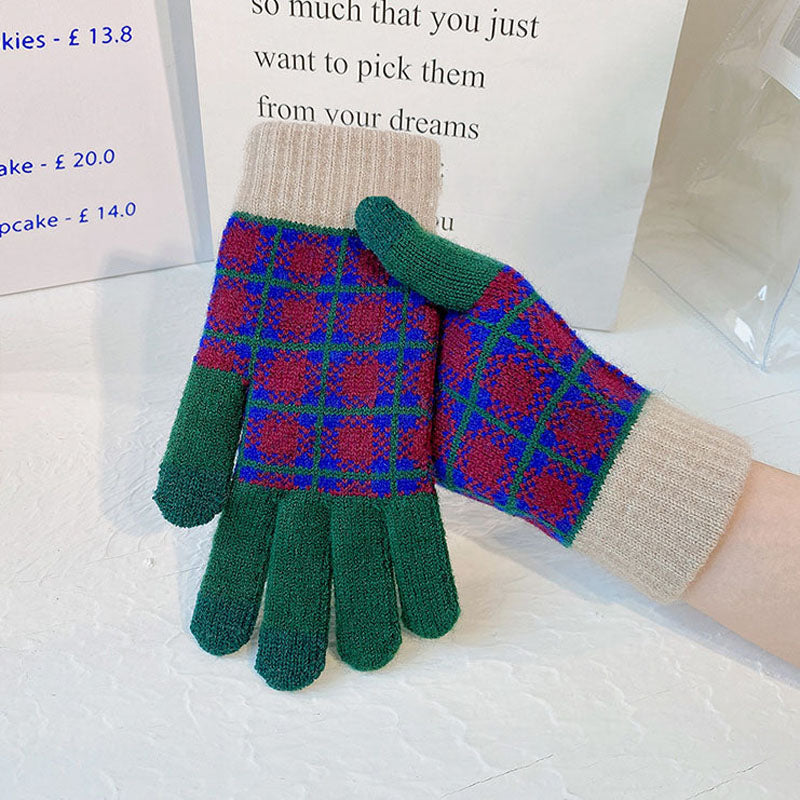 Vintage Plaid Warm Gloves