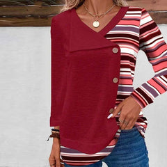 Casual Striped Patchwork Blouse