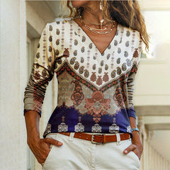 Vintage Ethnic Style Printed T-Shirt