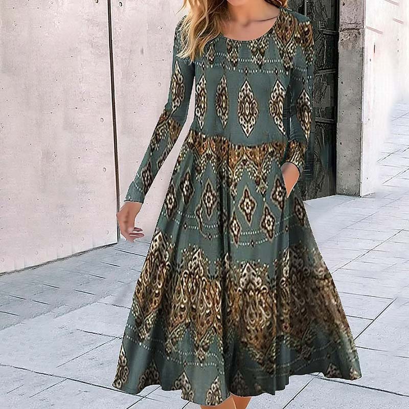 Vintage Ethnic Print Dress