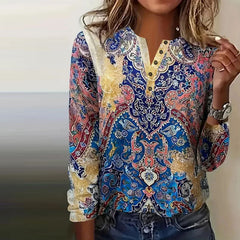 Vintage Ethnic Print Blouse