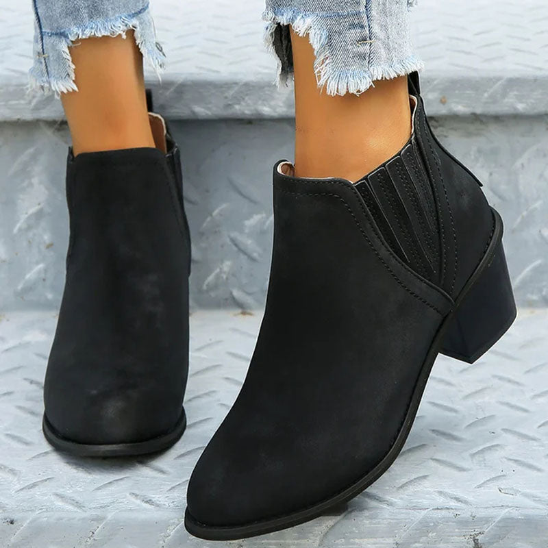 Vintage Chunky Heel Ankle Boots