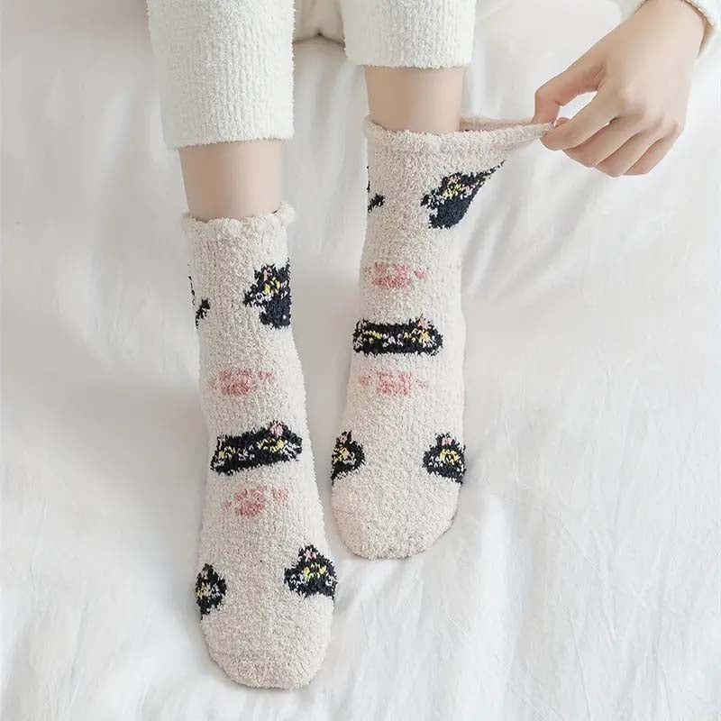 Warm Cat Print Socks