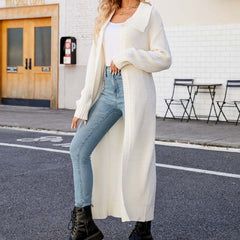 Casual Solid Colour Long Cardigan