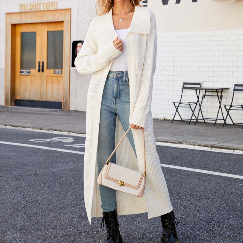 Casual Solid Colour Long Cardigan