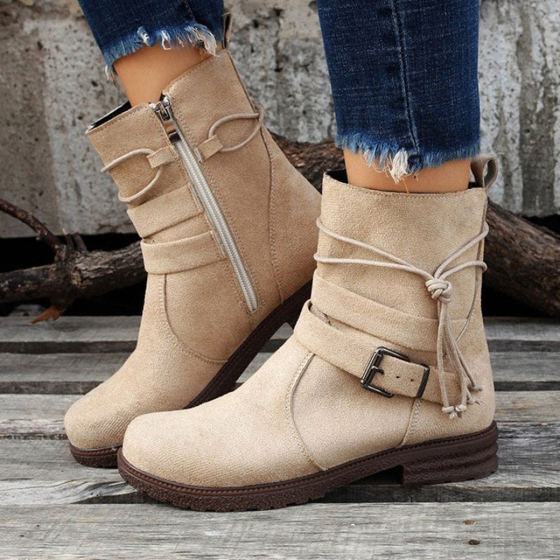 Vintage Buckle Ankle Boots