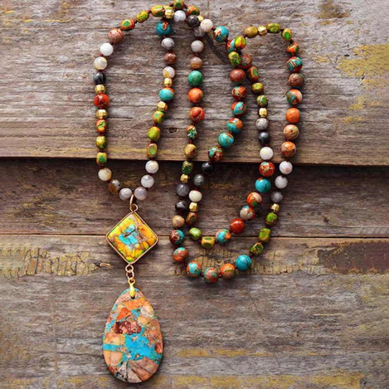 Bohemian Beaded Pendant Necklace