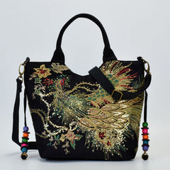 Vintage Peacock Embroidered Bag