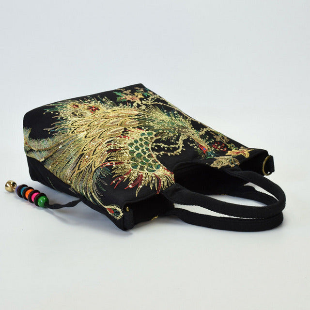 Vintage Peacock Embroidered Bag