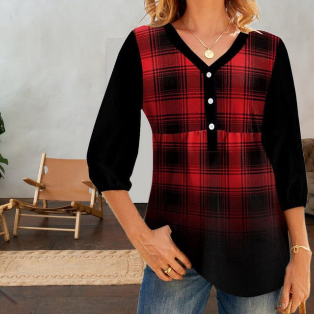 Casual Plaid Blouse