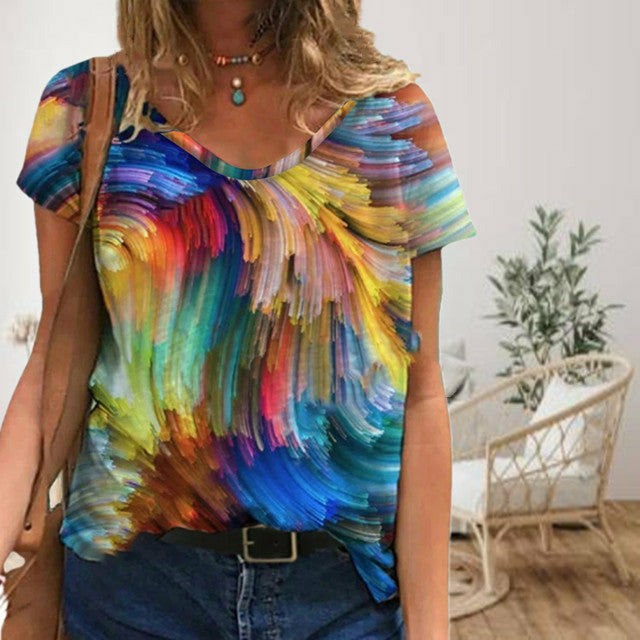 Colorful Print Casual T-Shirt