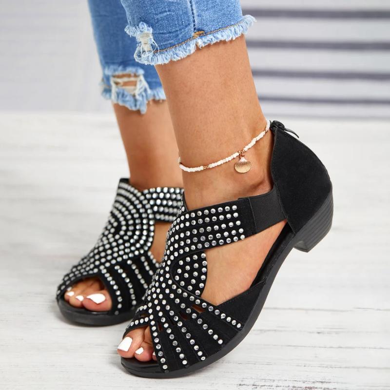 Rhinestone Embellished Open Toe Sandals