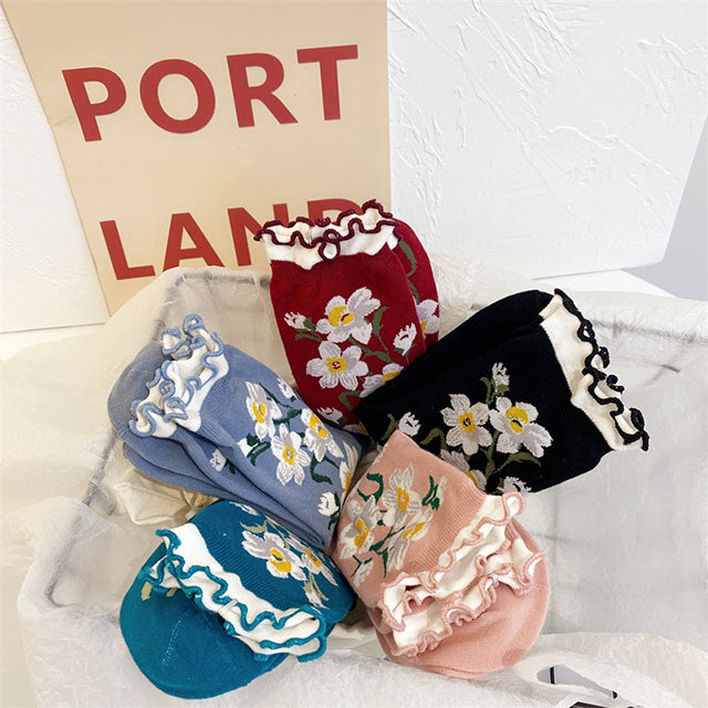 Pack Of 5 Pairs Of Floral Socks