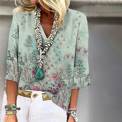 Casual Floral Print Blouse