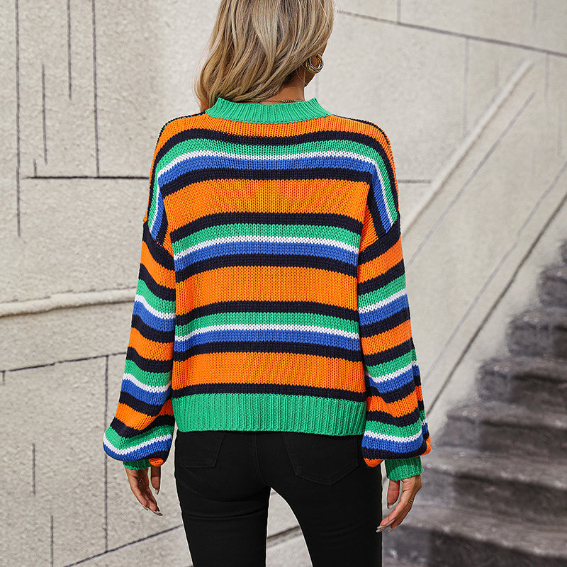 Casual Striped Knit Sweater