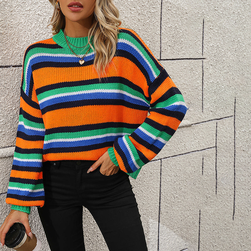 Casual Striped Knit Sweater