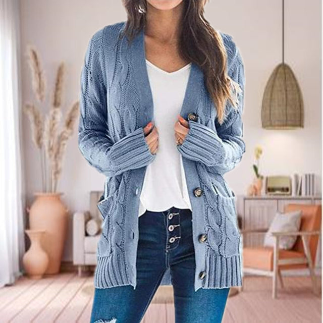 Casual Solid Color Knitted Cardigan