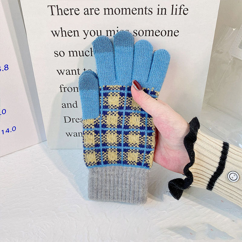 Vintage Plaid Warm Gloves