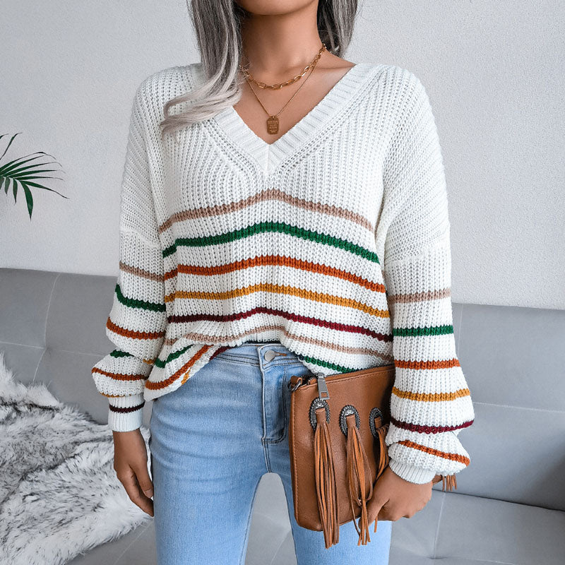 Casual Striped Knit Sweater