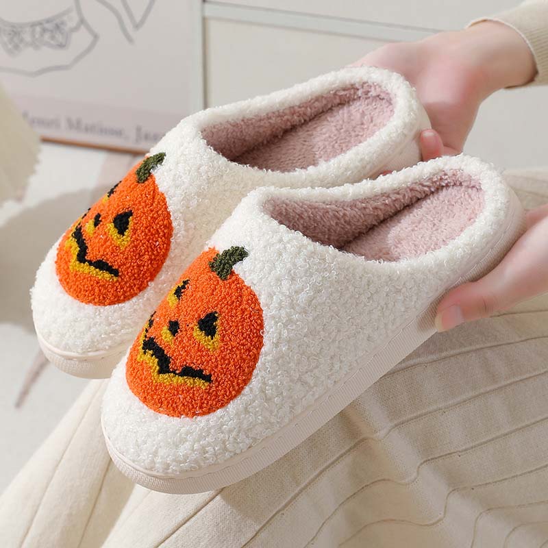 Halloween Pumpkin Plush Slippers